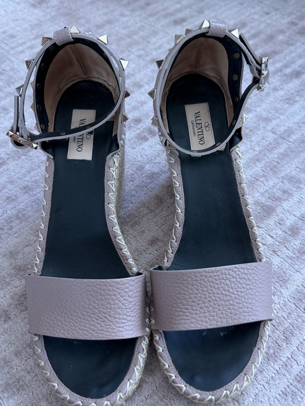 Valentino Garavani Light Mauve Studded Ankle-Strap Sandals